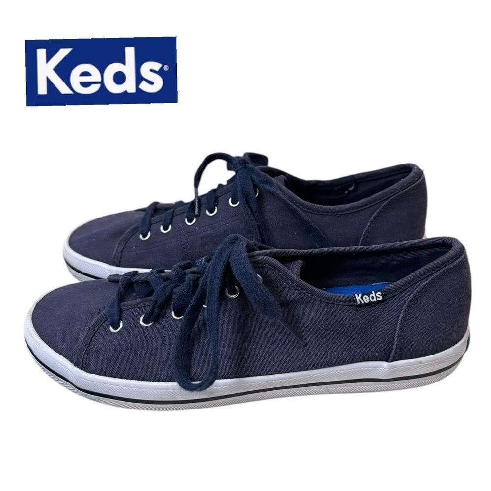 Keds Women's Navy White Center III Canvas Lace Up Sneakers 7.5